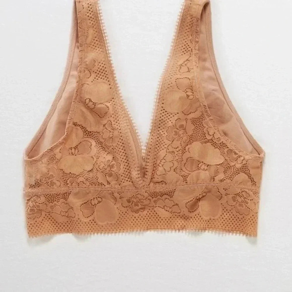 Aerie Paradise Lace Plunge Bralette Size
Small -  Tan / Terracotta - Picture 4 of 7